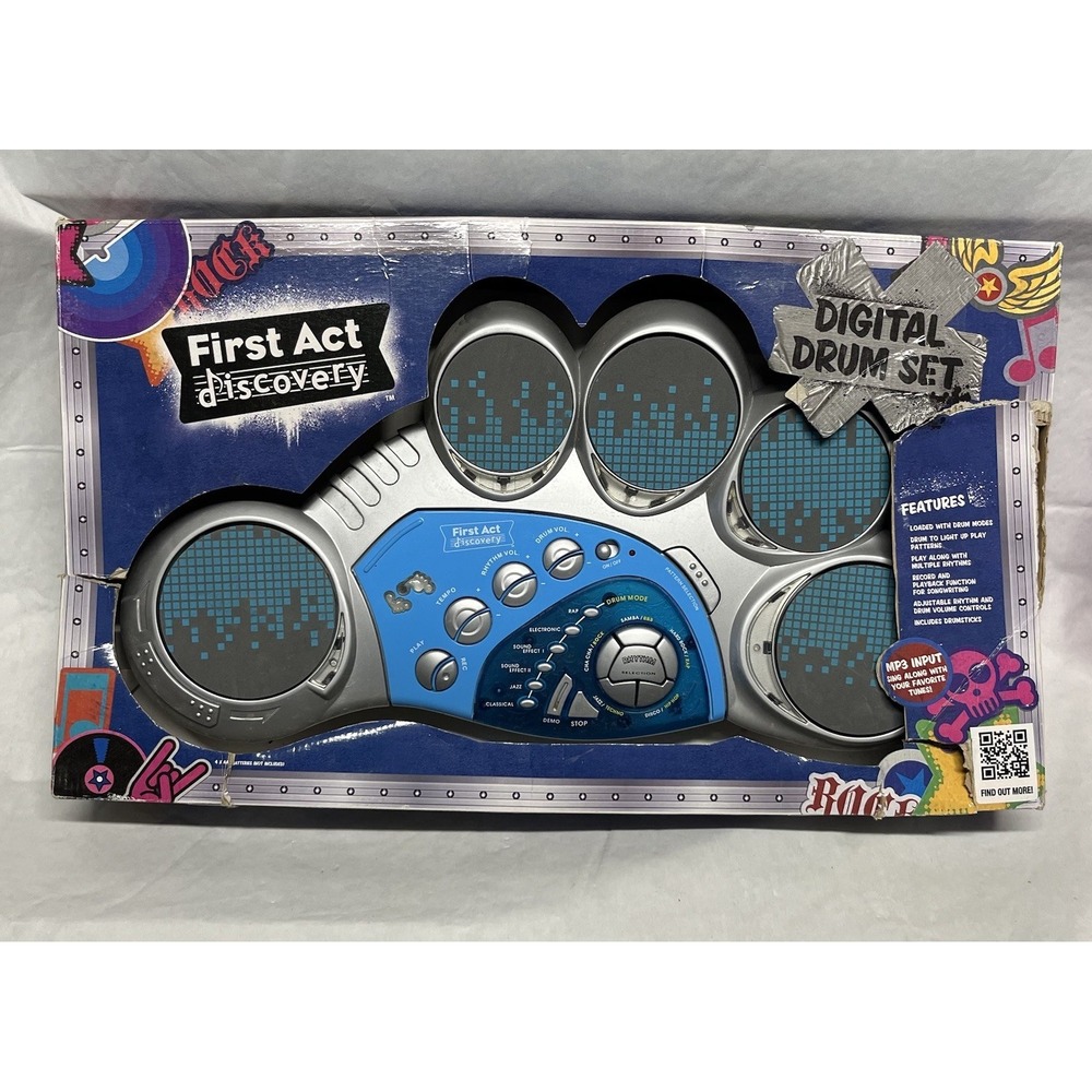 First Act Discovery 5 Pad Electric Drums MP3 Input Battery Operated Brand New